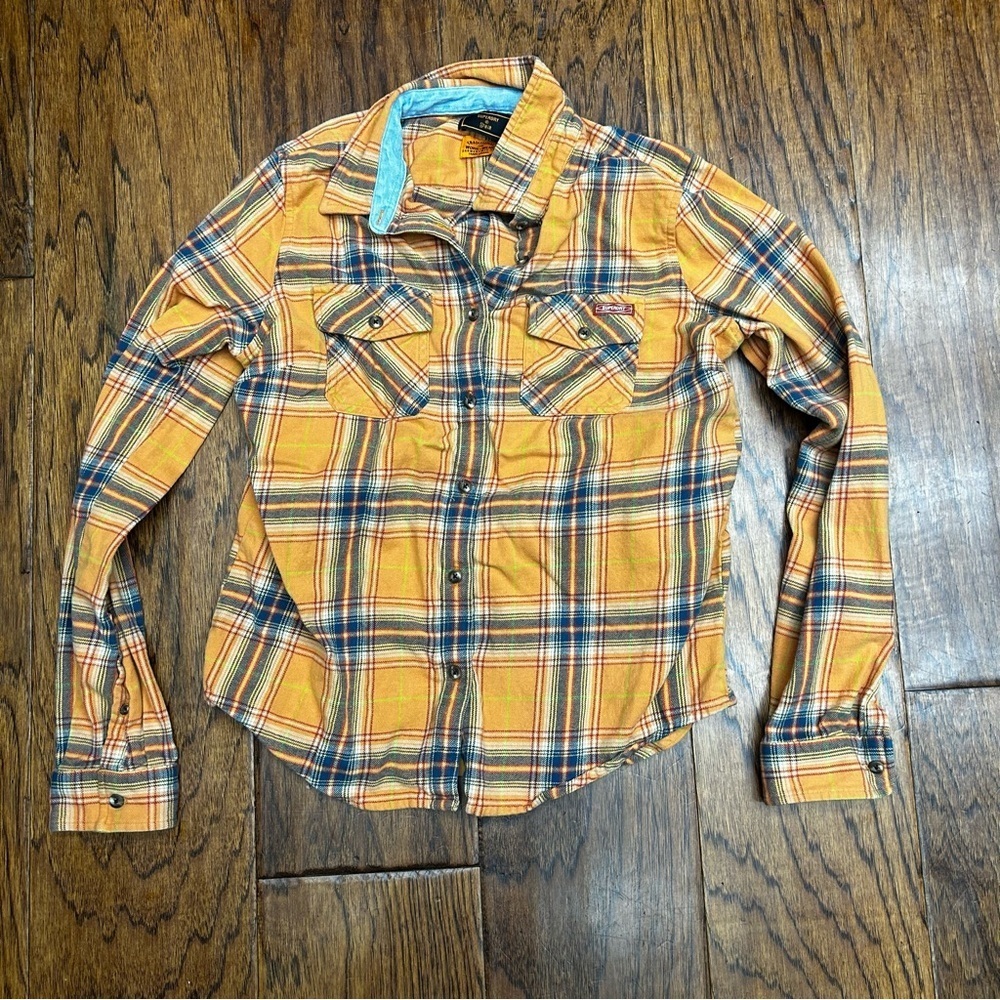 Superdry Orange and Black Button Down Shirt